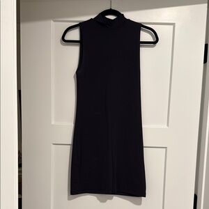 Aritzia Contour Mock Neck Mini Dress, Elegant Black Sleeveless Dress